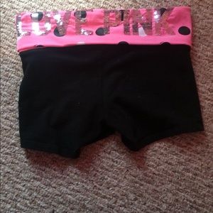 PINK sparkly sequin workout/yoga shorts